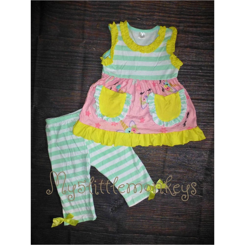 Boutique Unicorn Tunic Dress Leggings Girls Outfit
